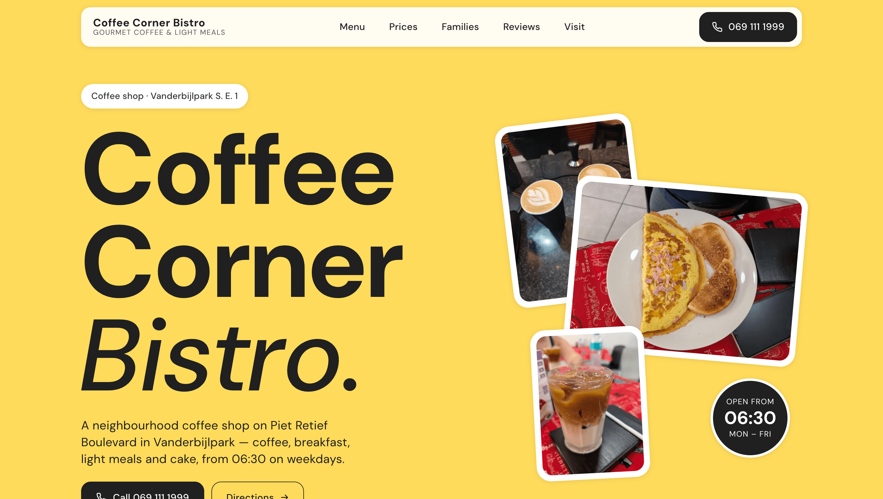 The Coffee Corner Bistro homepage