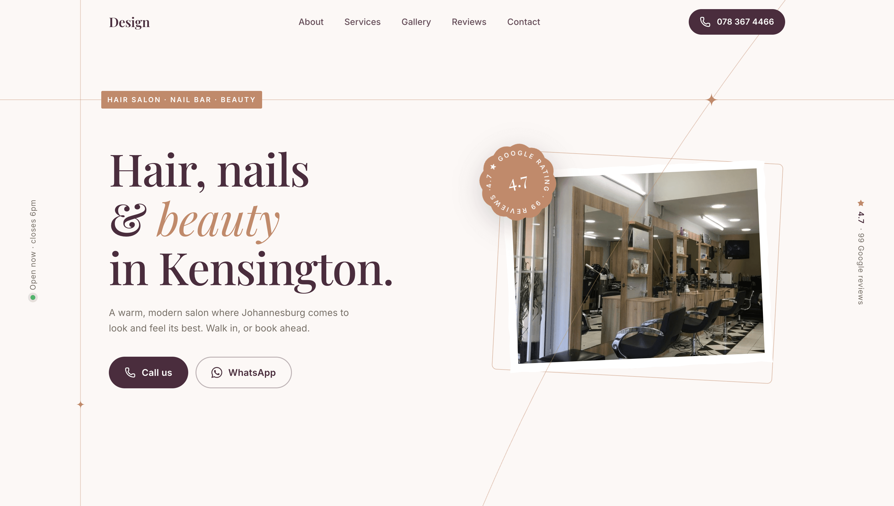 The Design Hair Nail and Beauty homepage