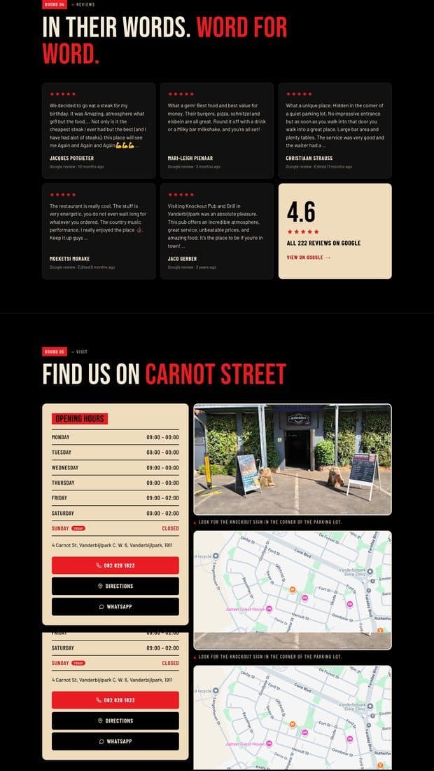The Knock Out Pub & Grill homepage, part 3 of 3