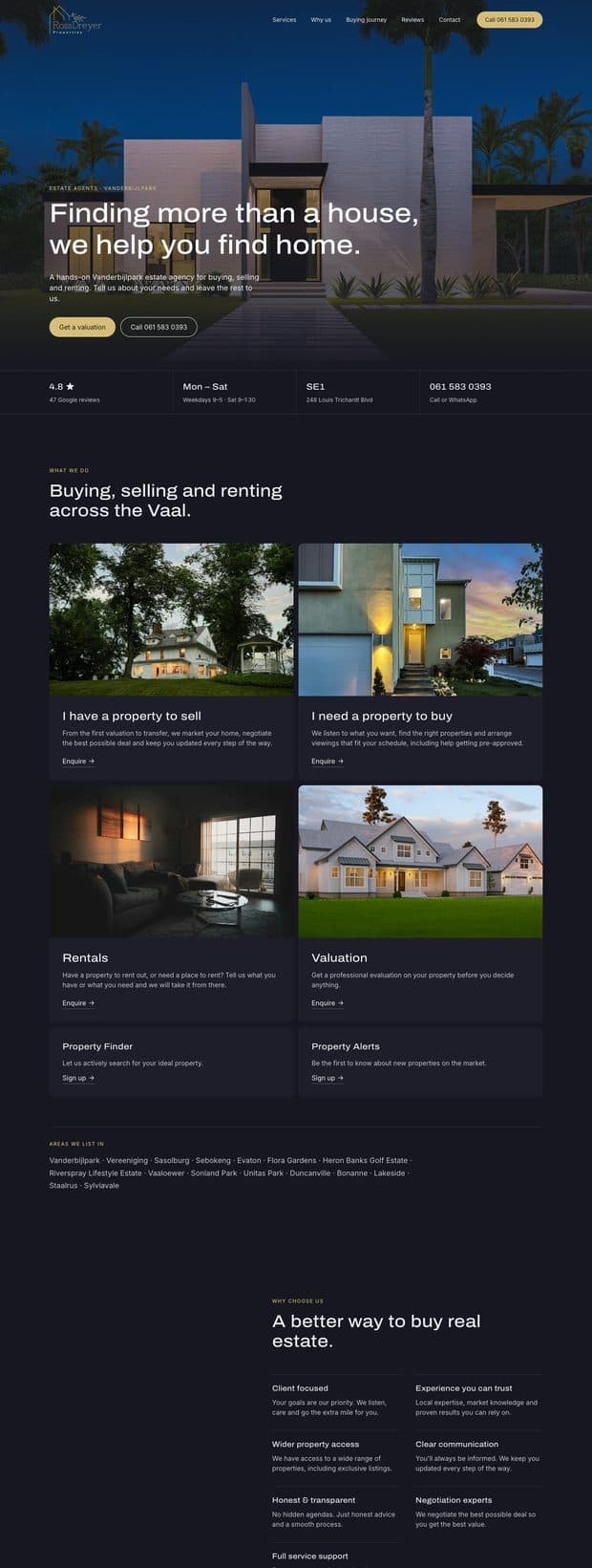 The Ross Dreyer Properties homepage, part 1 of 3