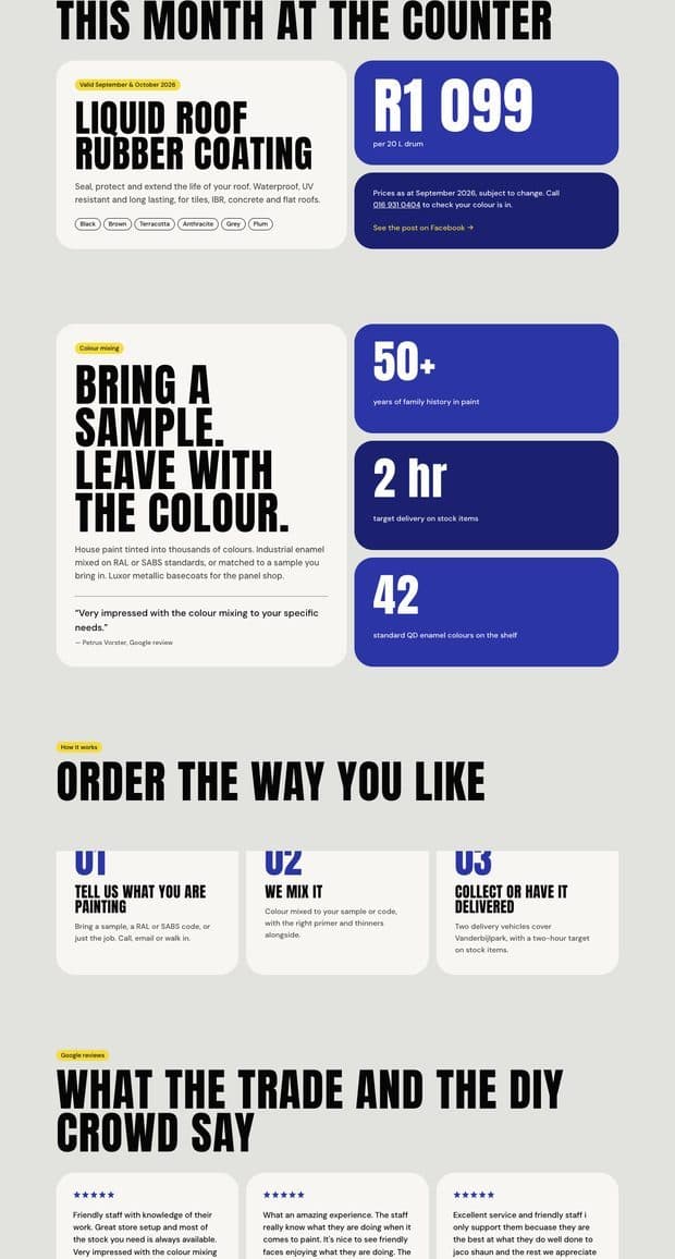 The B&A Paint & Hardware homepage, part 2 of 3